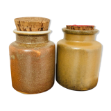 Lot de deux pots à moutarde anciens en grès