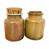 Lot of two old mustard jars in sandstone