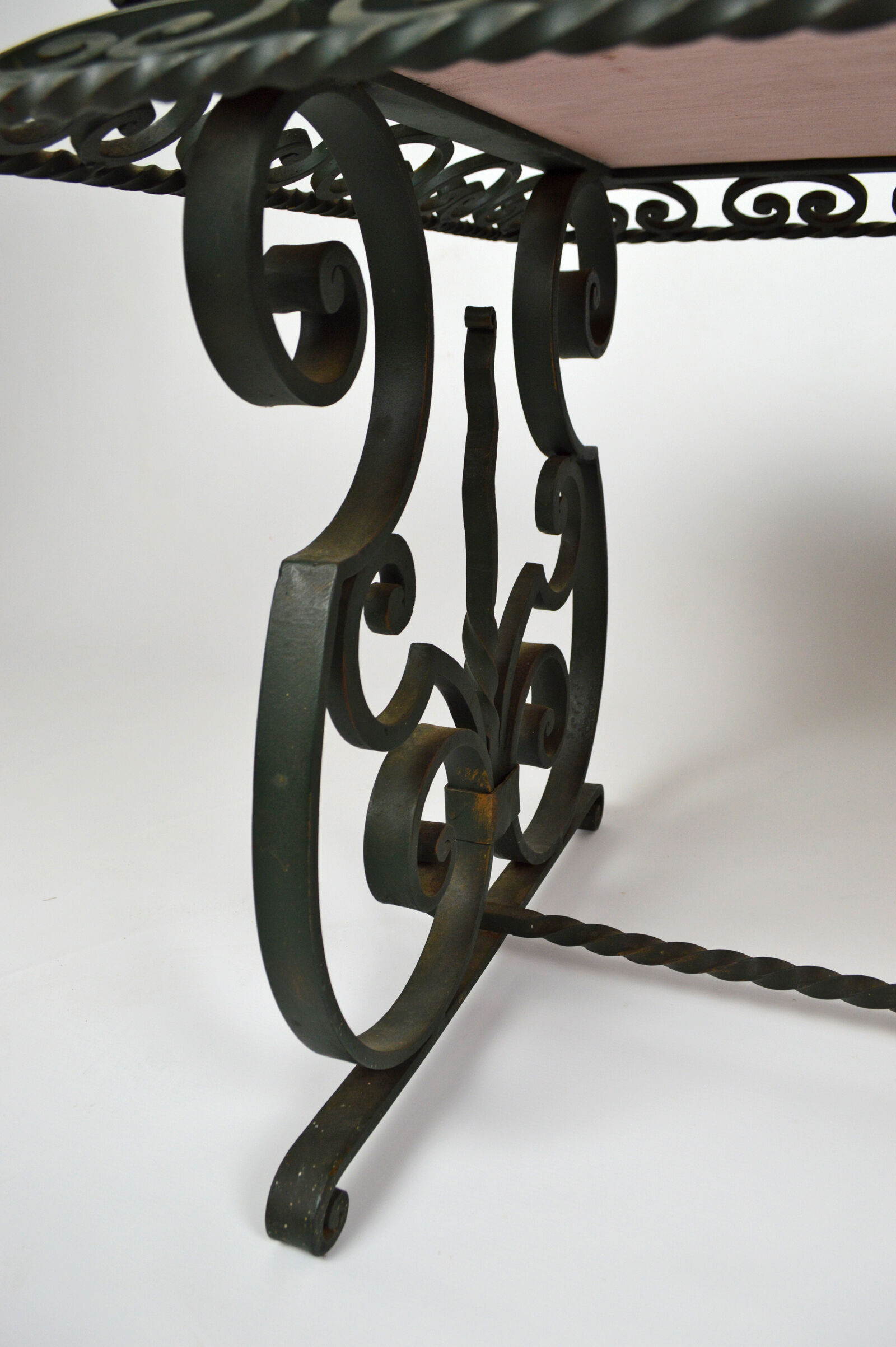 Coffee table in marble and wrought iron, circa 1940