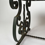 Coffee table in marble and wrought iron, circa 1940