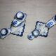 Pair of 2-pointed ceramic candlesticks from Portugal