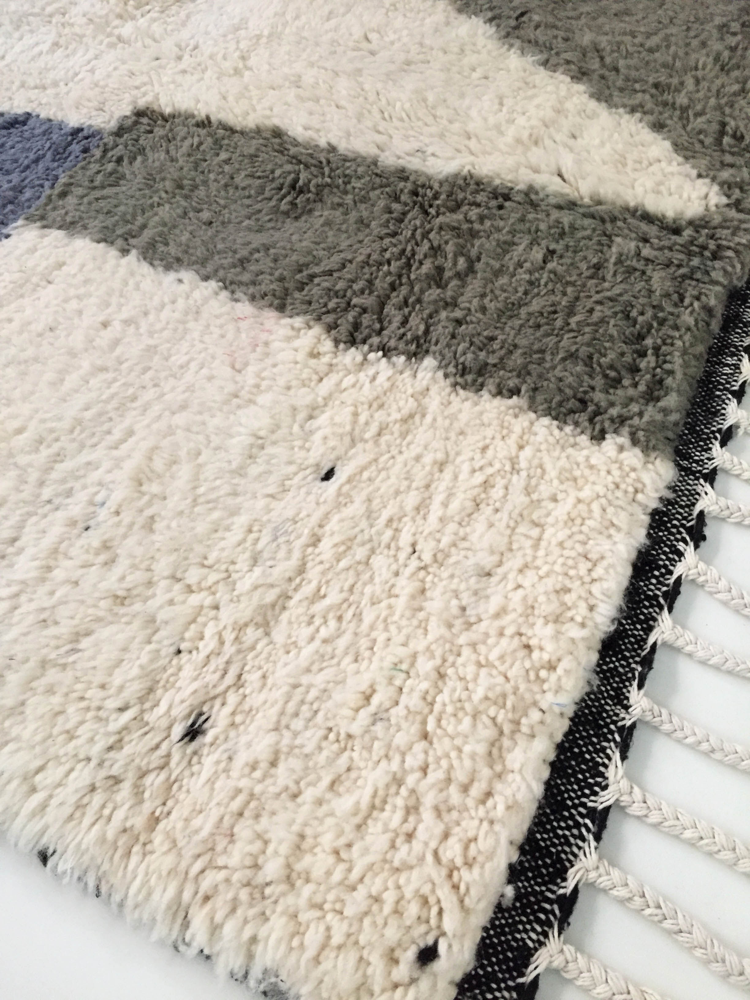 Moroccan Berber carpet Beni Ouarain ecru with colorful patterns 264x164cm