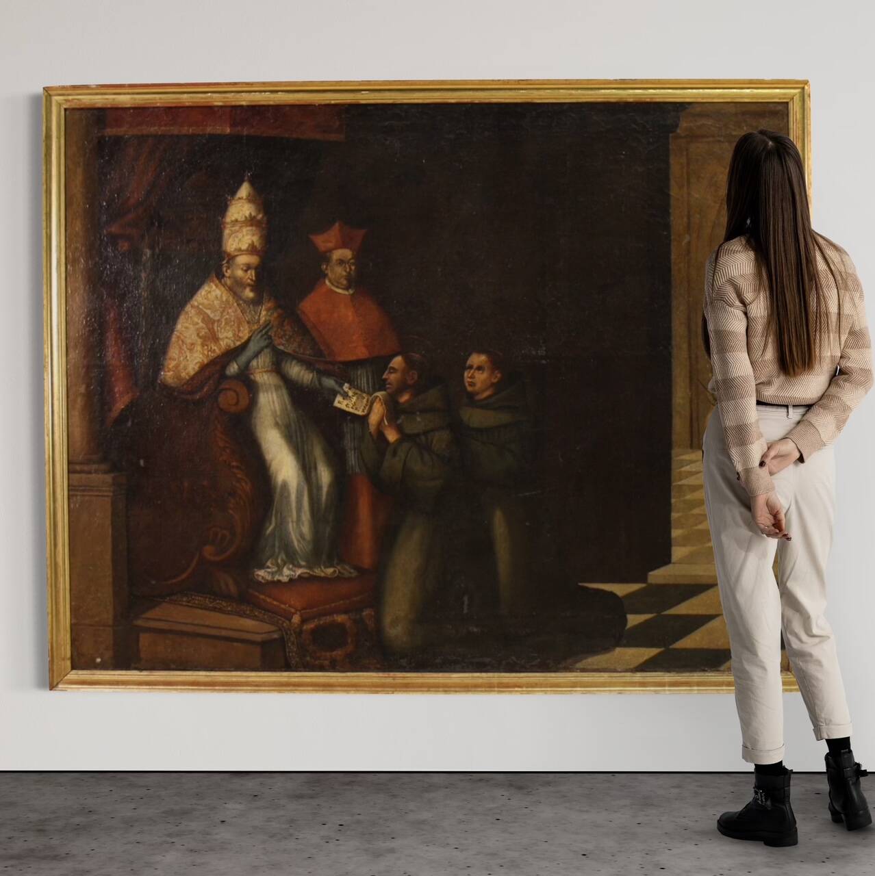 Great 17th century painting, Innocent III confirms the Franciscan Rule