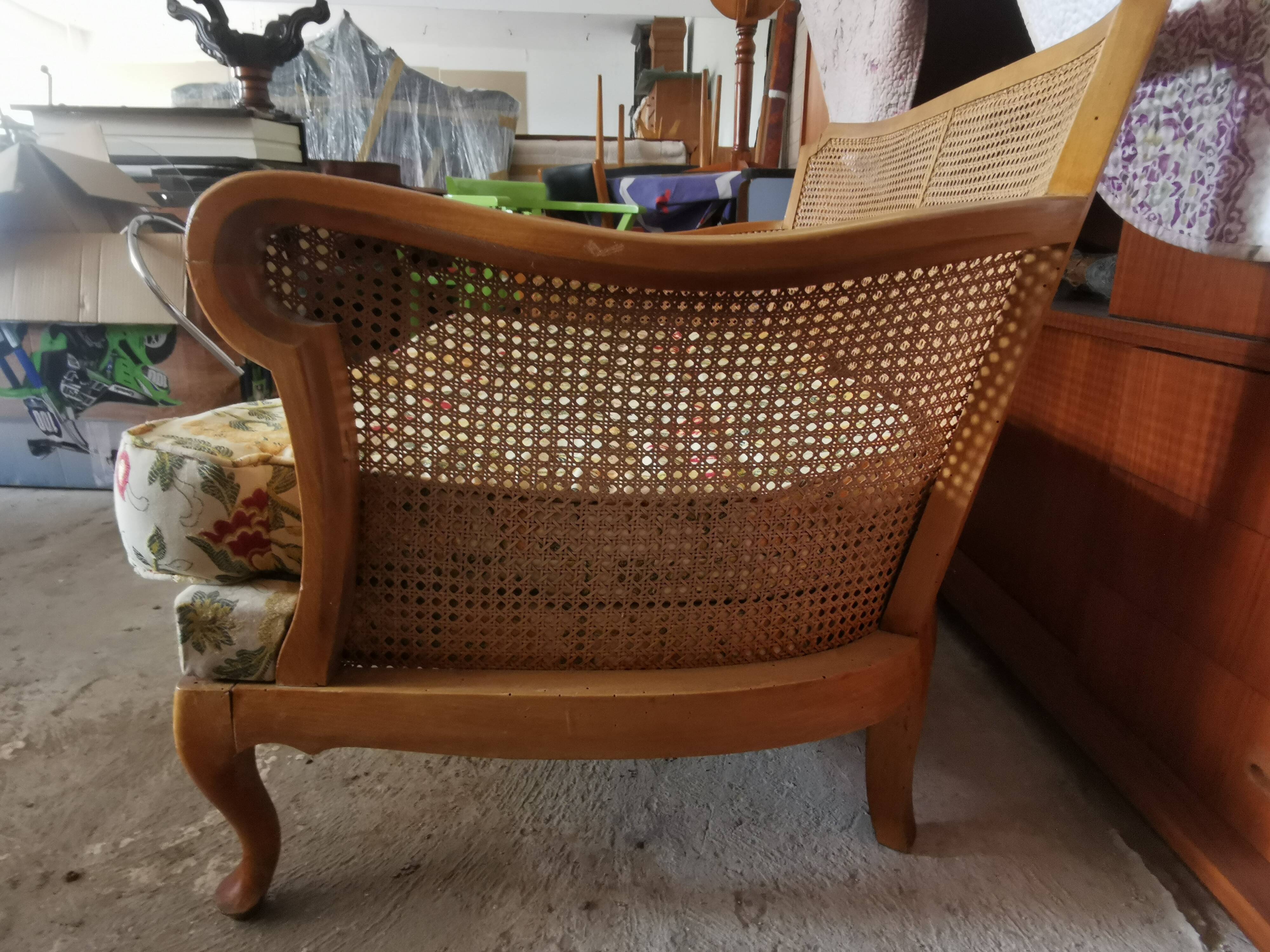 Vintage English sofa in caning