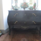 Black curved baroque chest of drawers Louis XV style