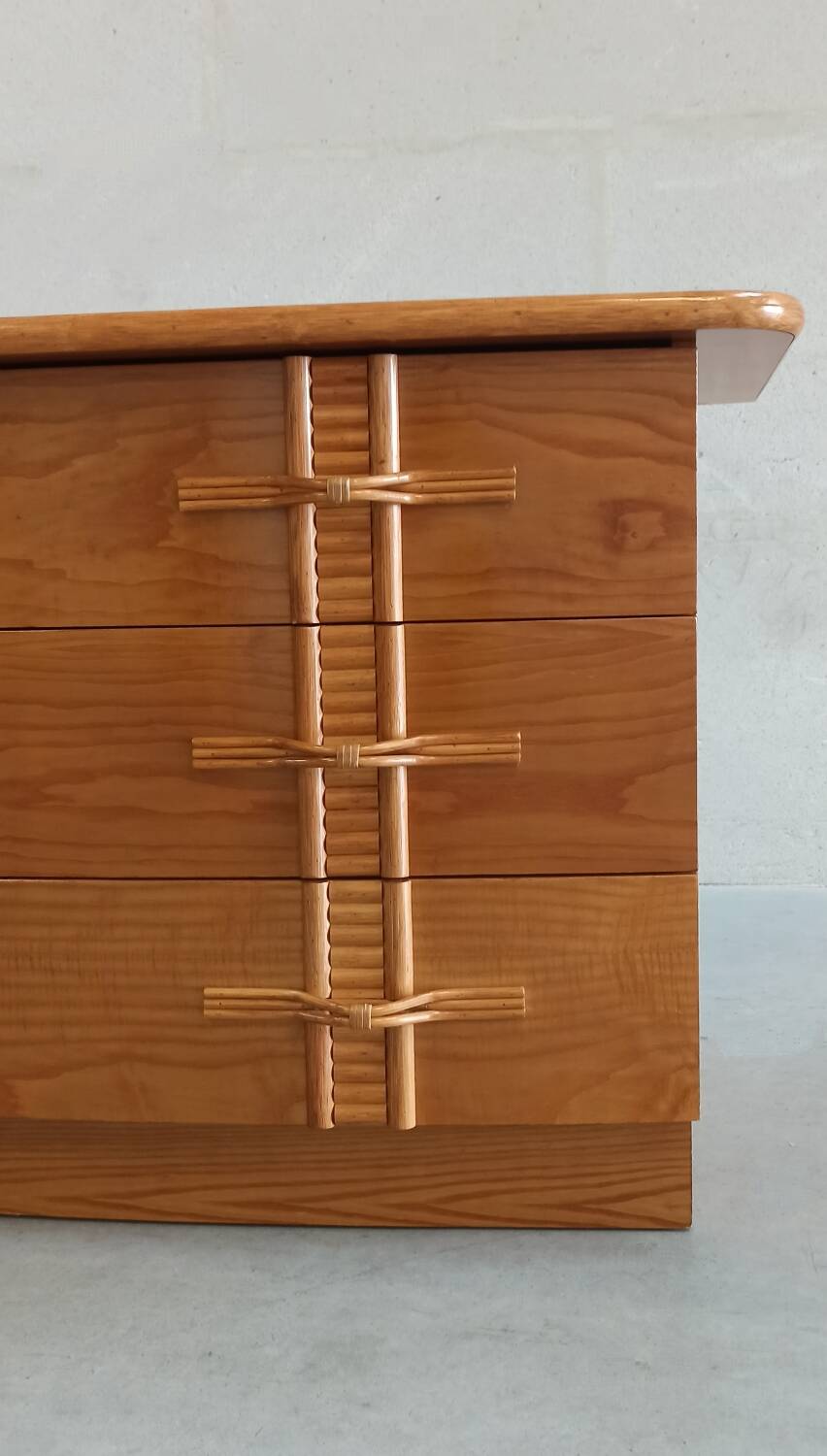 Vintage chest of drawers with bamboo and rattan details