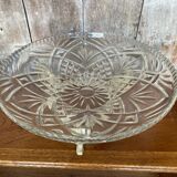 Antique fruit bowl centerpiece molded glass + vintage wrought iron