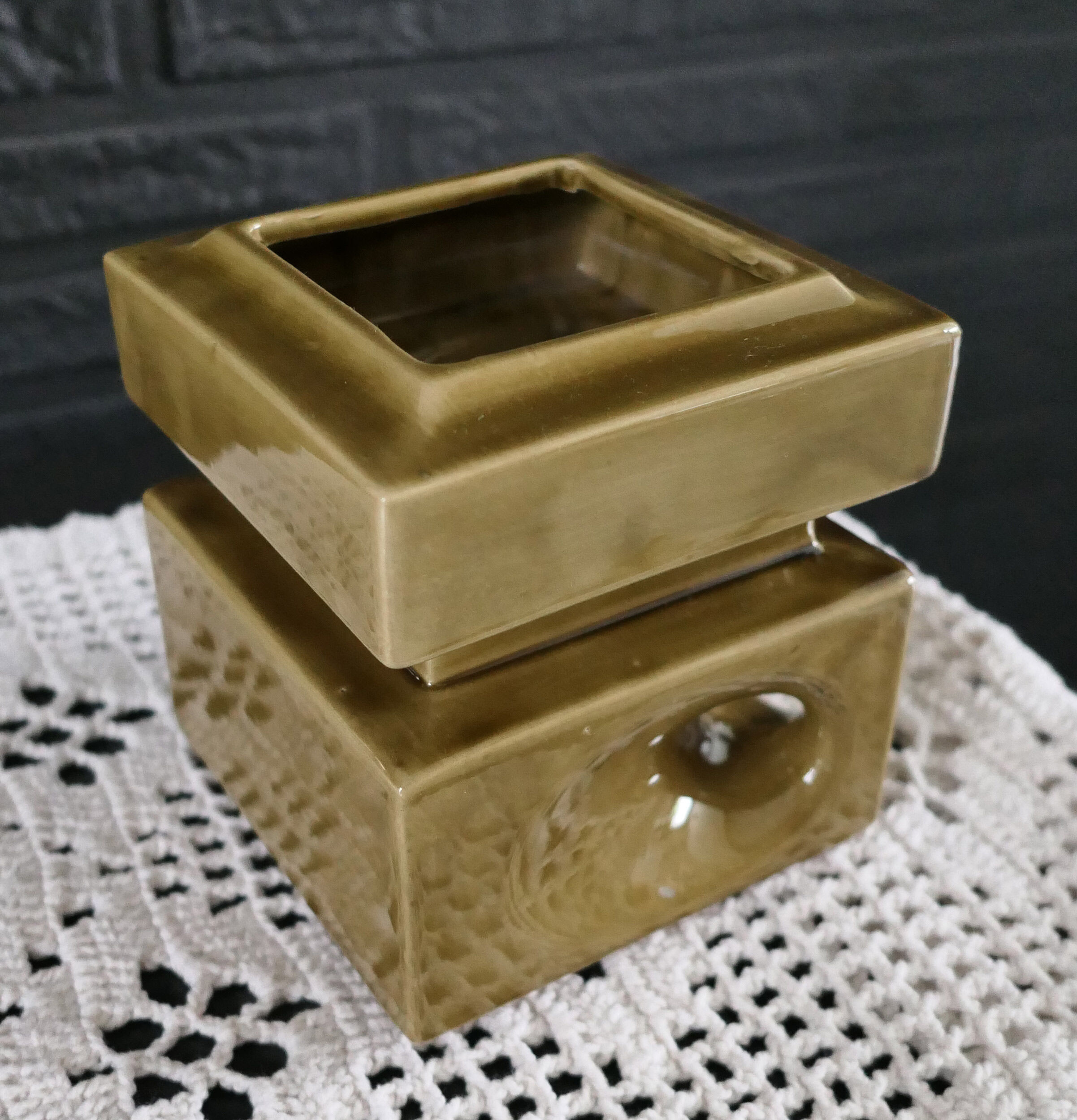 Modernist ceramics 1960s olive green