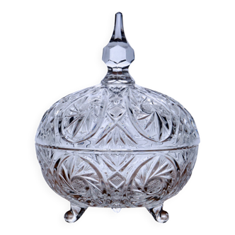 Large antique Bohemian crystal candy dish