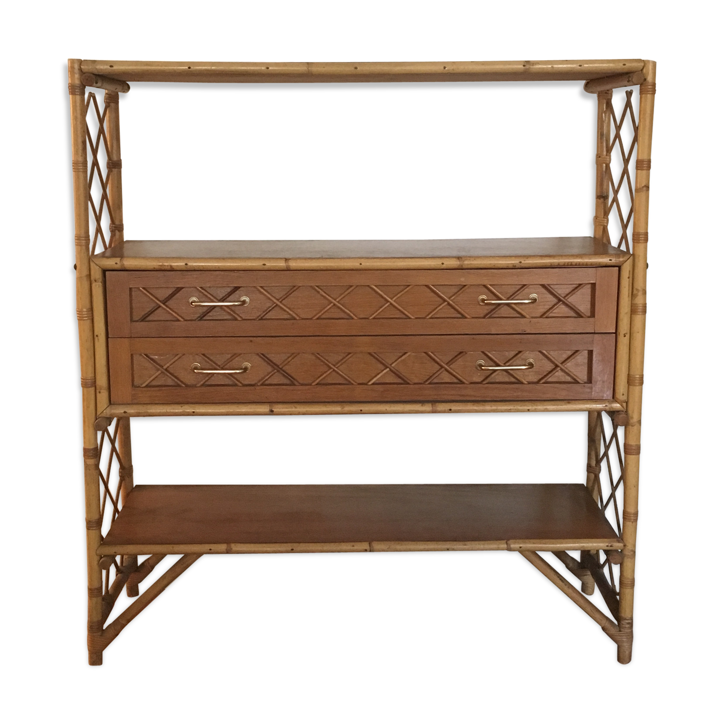 Vintage rattan console
