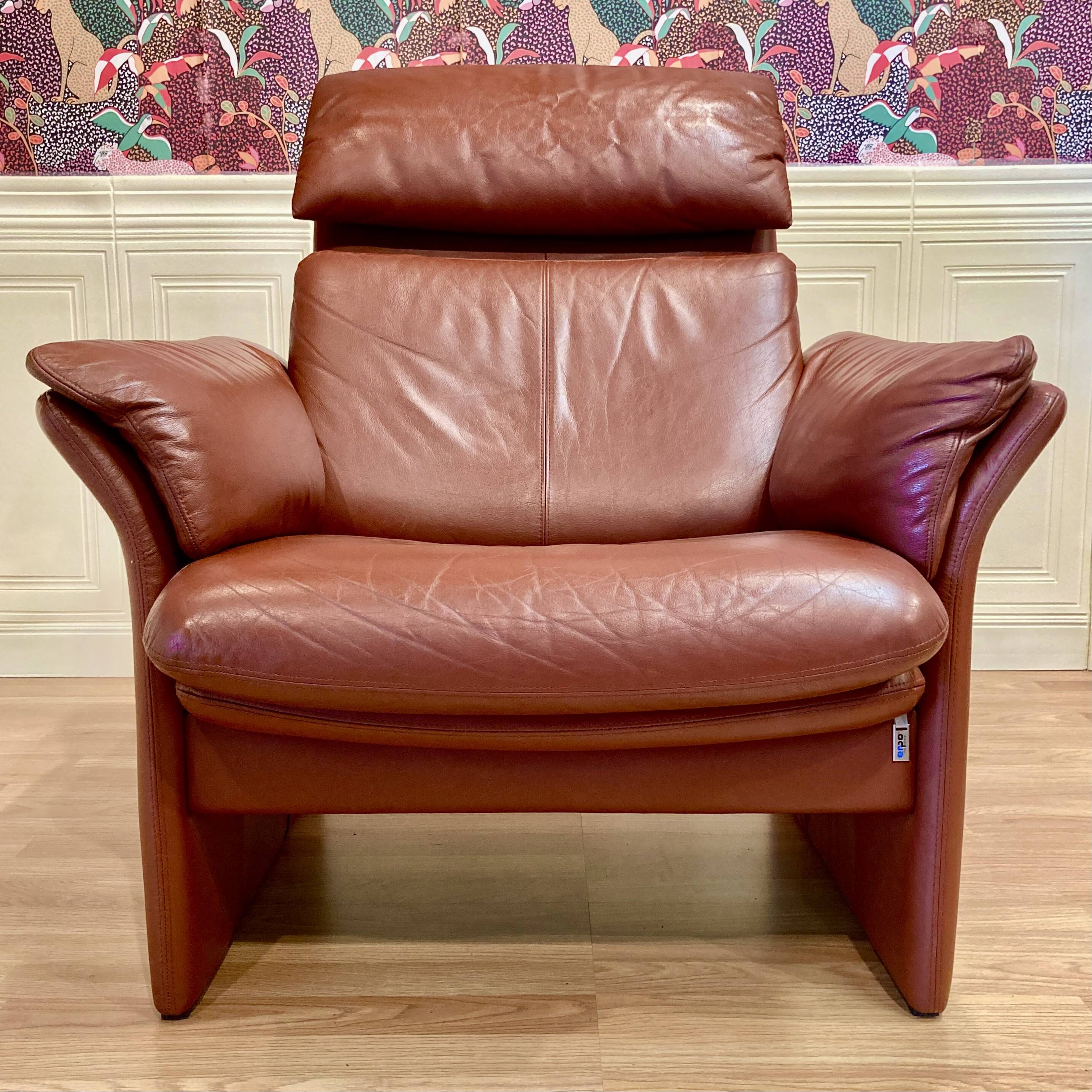 Pair of "Erpo" designer adjustable leather armchairs.