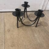 Bougeoir de table noir et en métal à 3 têtes