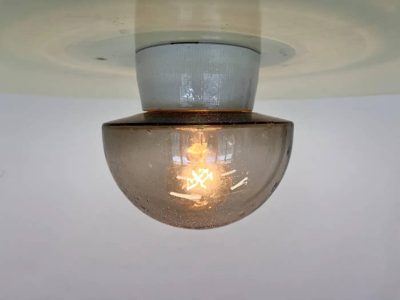 Small glass design wall or ceiling lamp, flush mount, 1970s