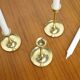 Set of 7 Scandinavian brass candle holders, 1960's