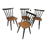 Set of 4 vintage 1960's chairs with bars and black compass legs