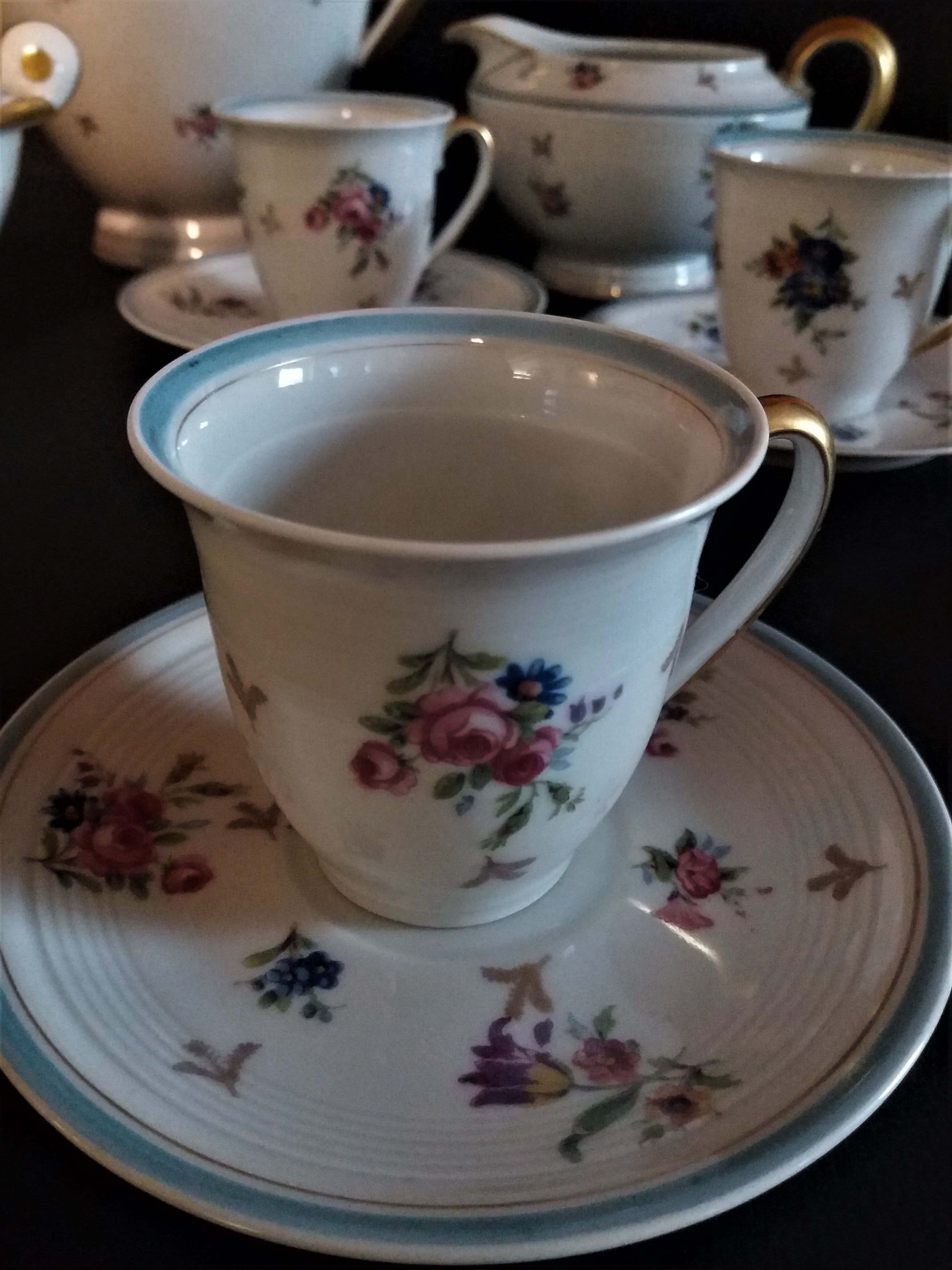 Porcelain coffee service of Limoges France era Art Deco