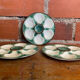 Set of 3 oyster plates barbotine majolica model chantilly ceramics