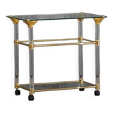 Vintage brass and lucite serving trolley, France 1960s