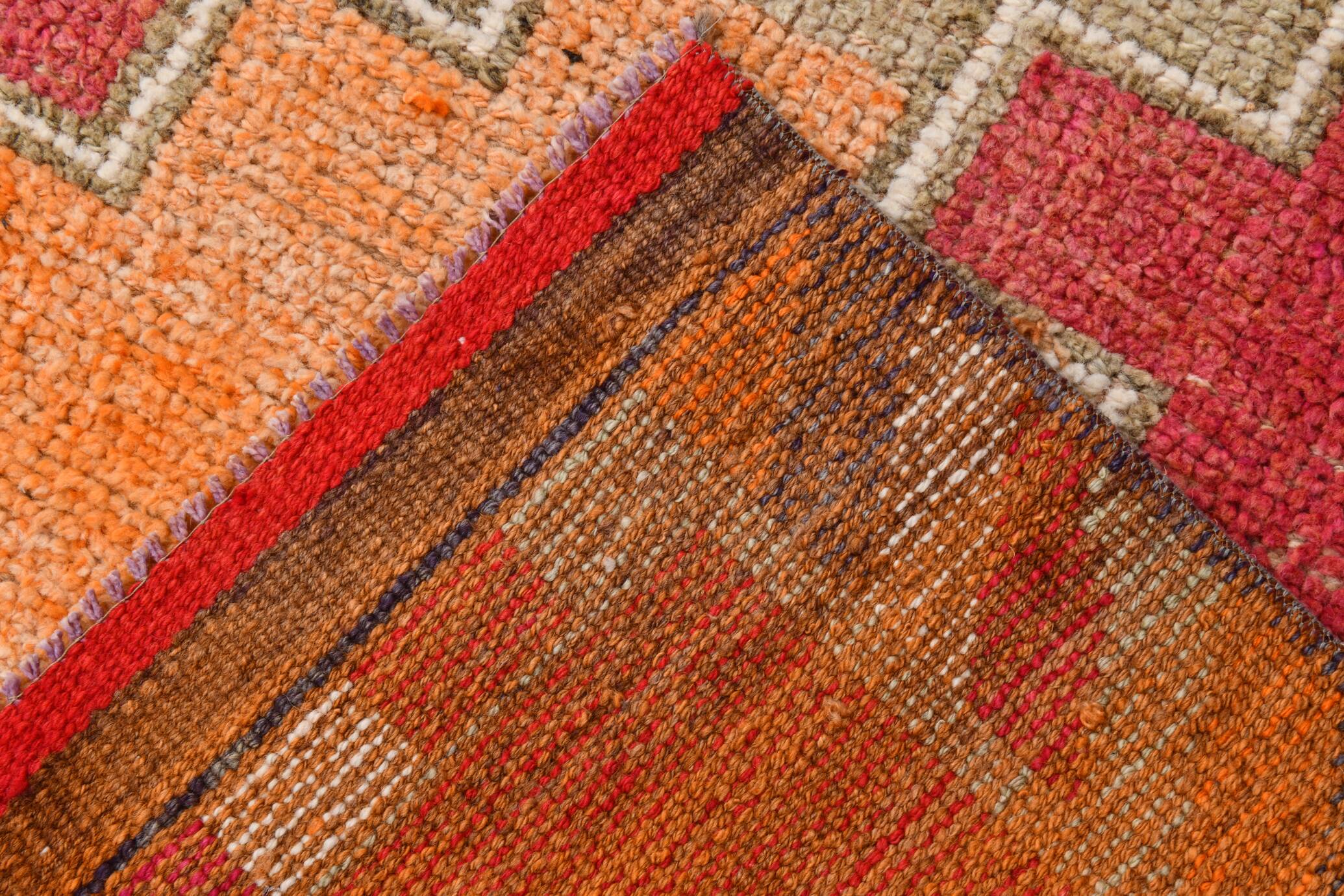 3x10 Orange & Red Turkish Vintage Runner Rug, 97x301Cm SK 22031
