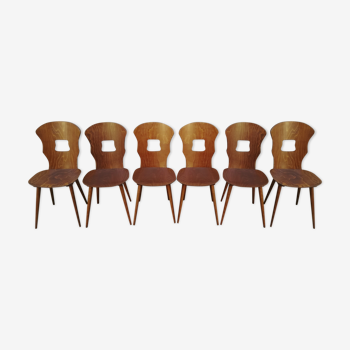 6  chaises Baumann modèle Gentiane des années 50