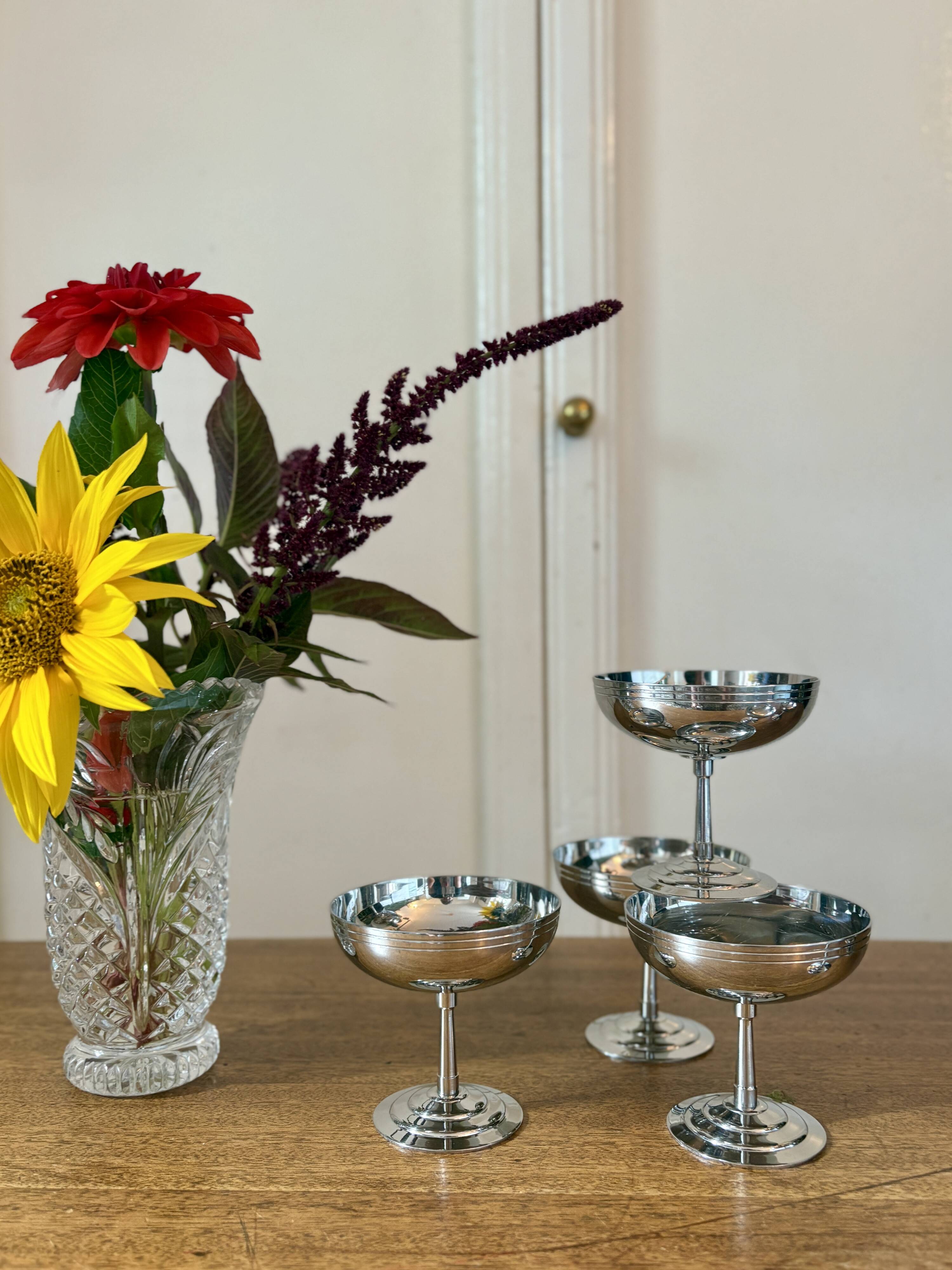 Set of 6 vintage stainless steel dessert bowls