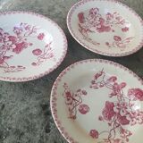 Set of 3 plates in Iron Earth Gien model Capucines