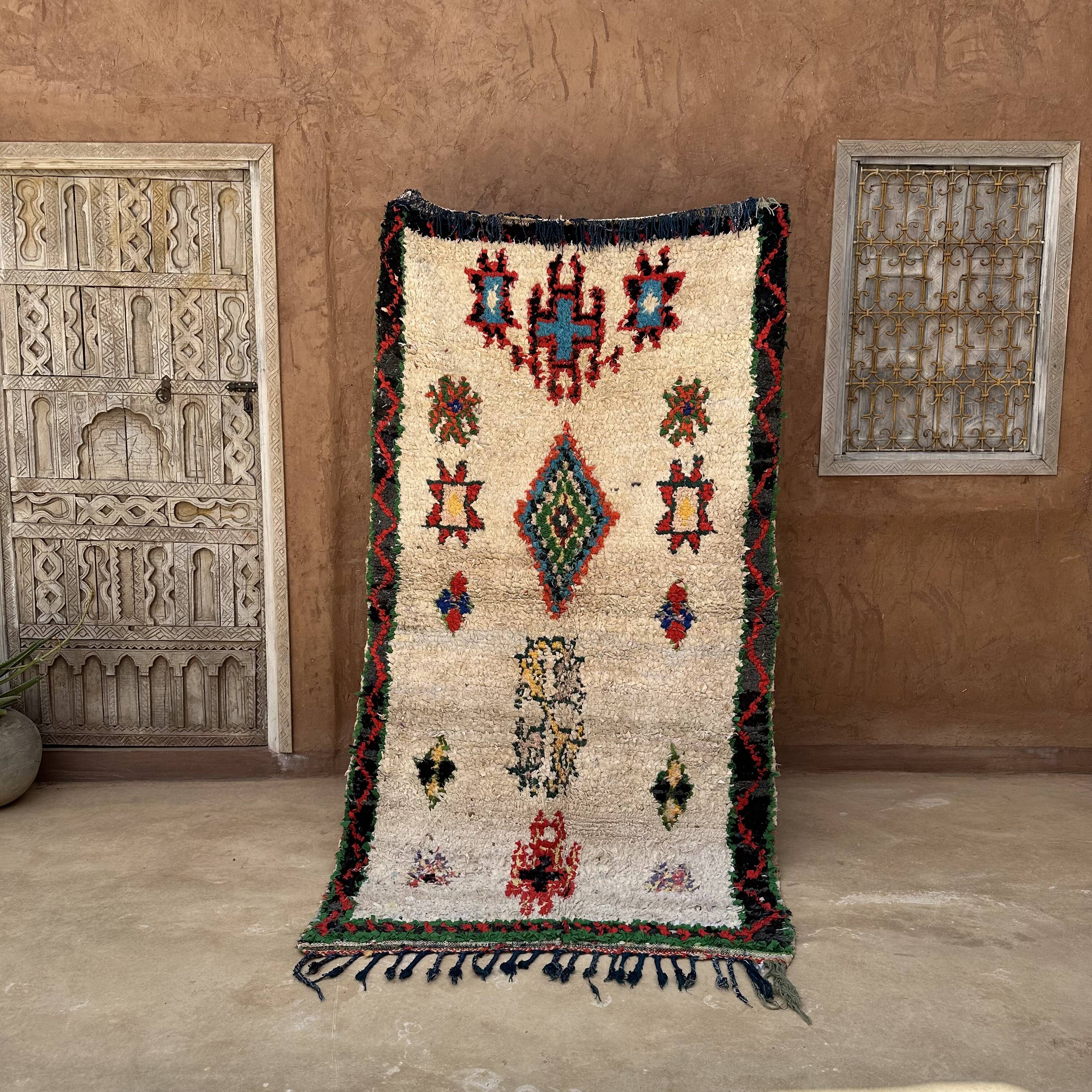 Colorful Boucherouite Berber rug - 119 x 224 cm