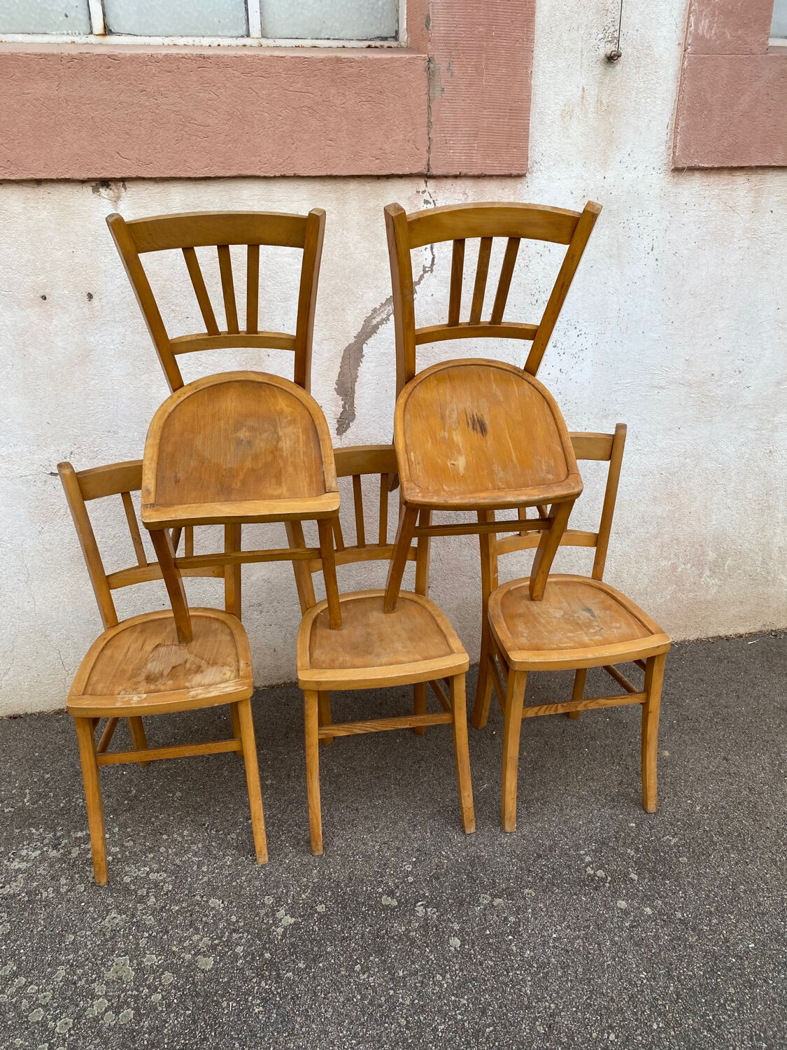 Set of 5 yellow bistro chairs