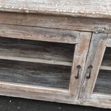 Glass sideboard in antique wood