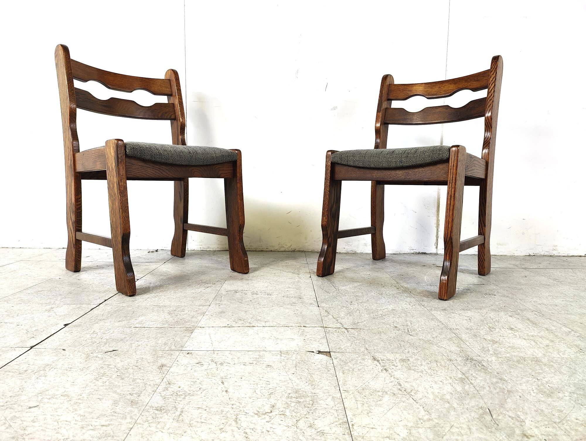 Vintage brutalist dining chairs, set of 6 - 1970s