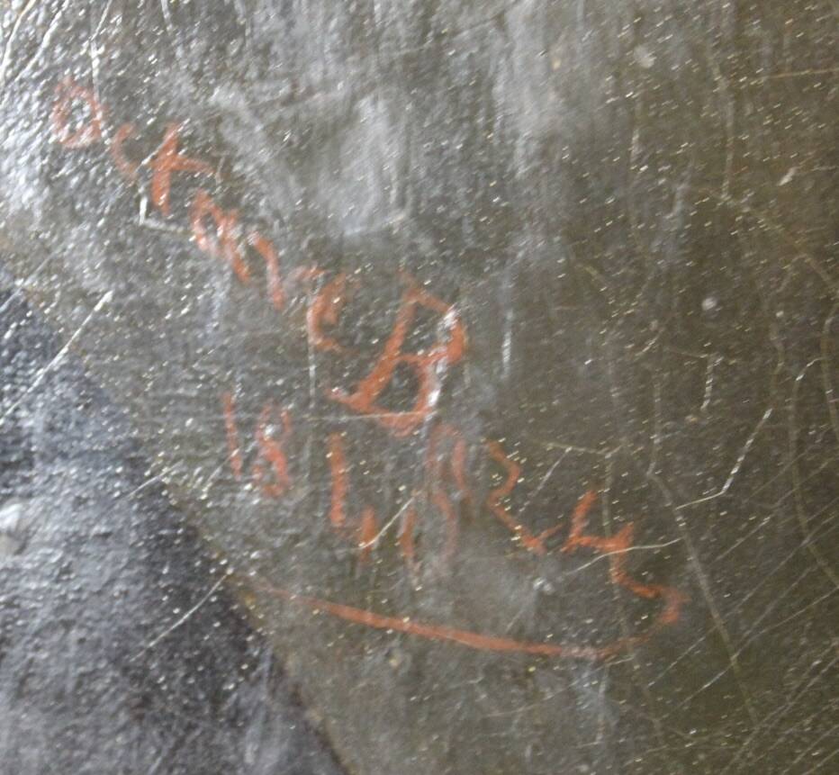 Oil on canvas, Woman with a white headdress dated 1840