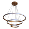 Lampe de lustre led double 3 anneaux moderne (blanc chaud, or)