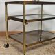 Table d' appoint en verre &laiton vintage