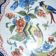 Assiette décorative oiseau et cornes d’abondance en céramique