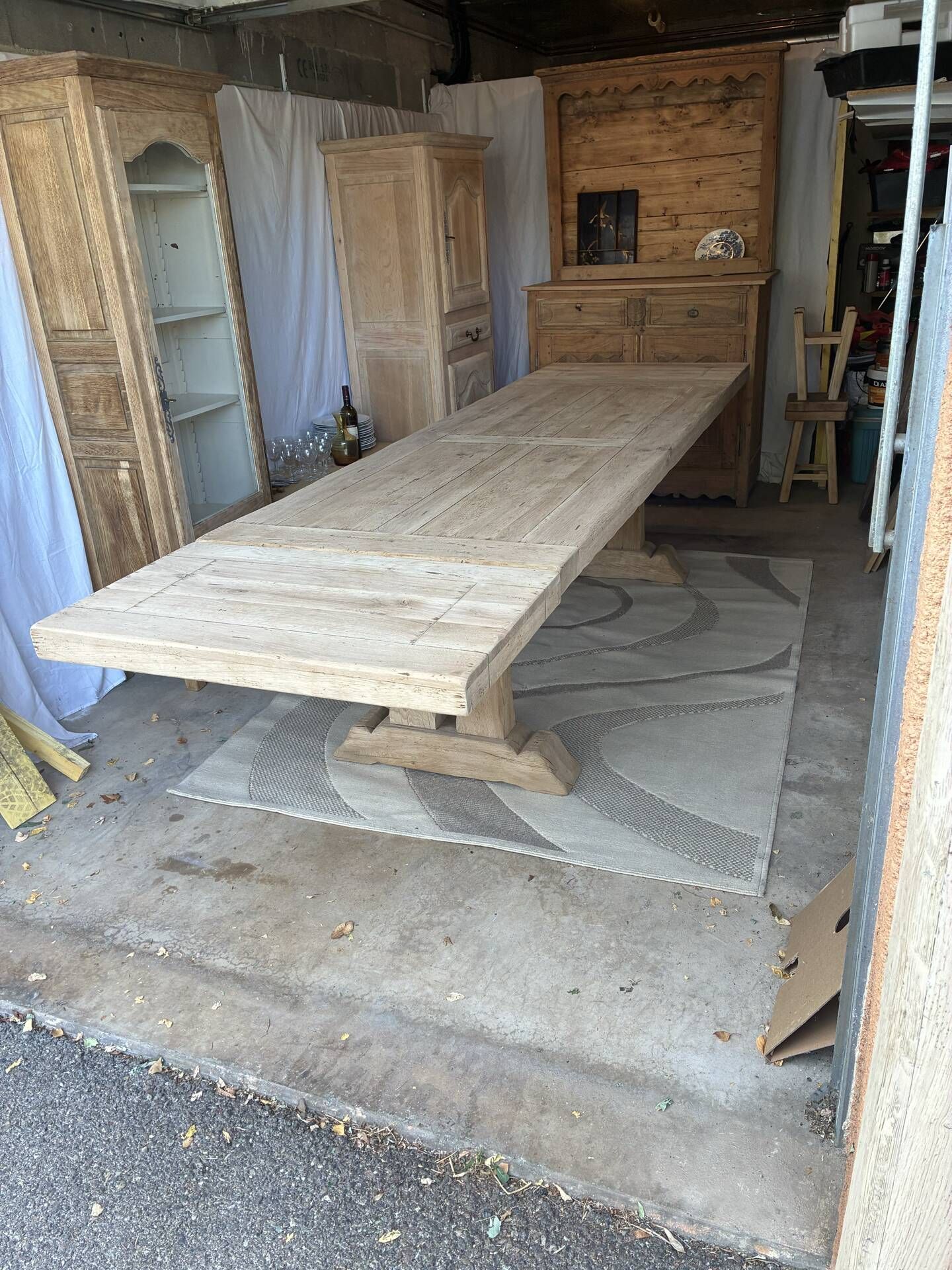 Monastery table with extensions in solid oak