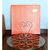 Orfèvrerie De Chambly France vintage Smoke Glass Inox Cheese Platter