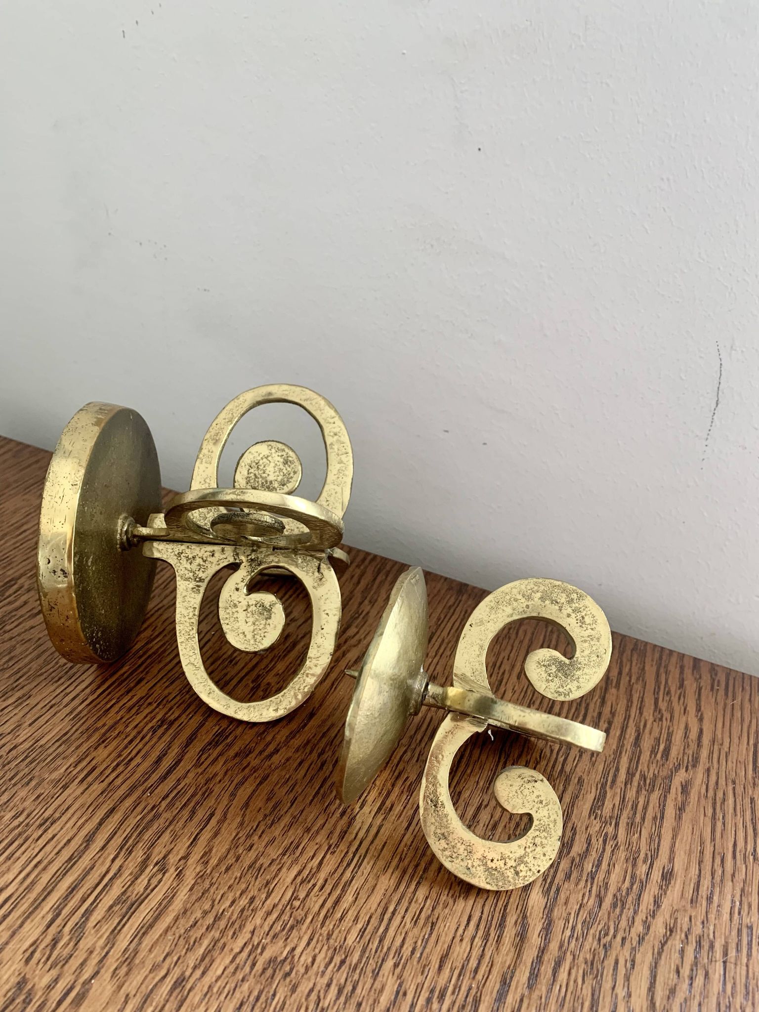Set of 2 brutalist bronze candleholders, 1970s