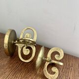 Set of 2 brutalist bronze candleholders, 1970s