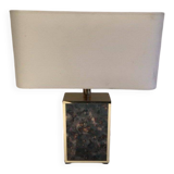 Lamp in gilded metal and stylized glass. In the style of Aldo Tura