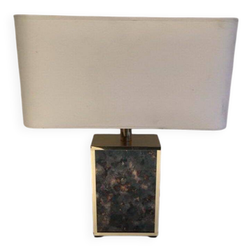 Lamp in gilded metal and stylized glass. In the style of Aldo Tura
