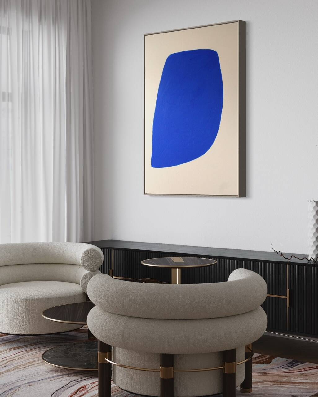 Large blue painting "Not a circle" 100x73 cm