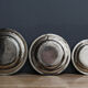Series of 3 plates in silver metal, Ravinet punch