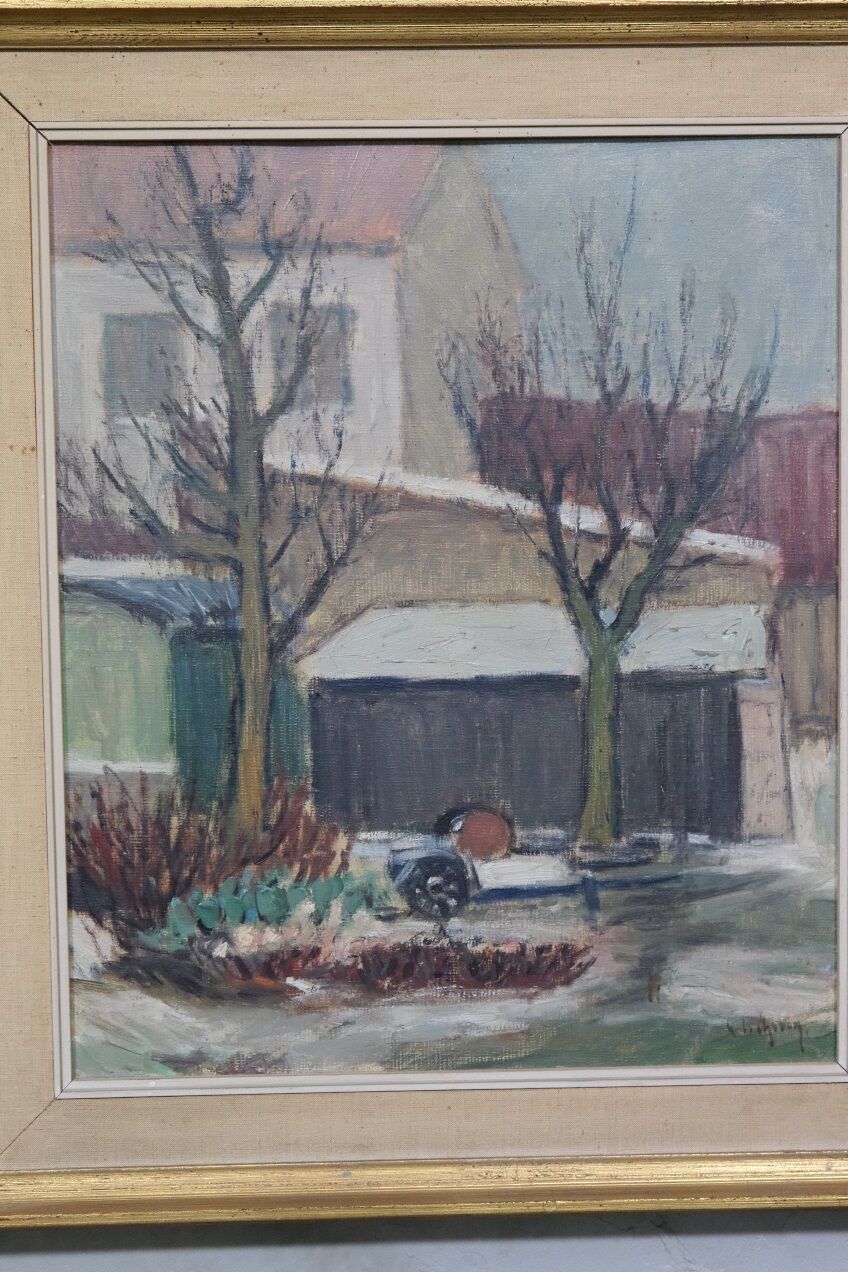 Scandinavian modern painting, 1960s, oil on canvas, framed, Gideon Isaksson