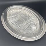 Plat en métal argenté avec coupelles compartimentées en verre
