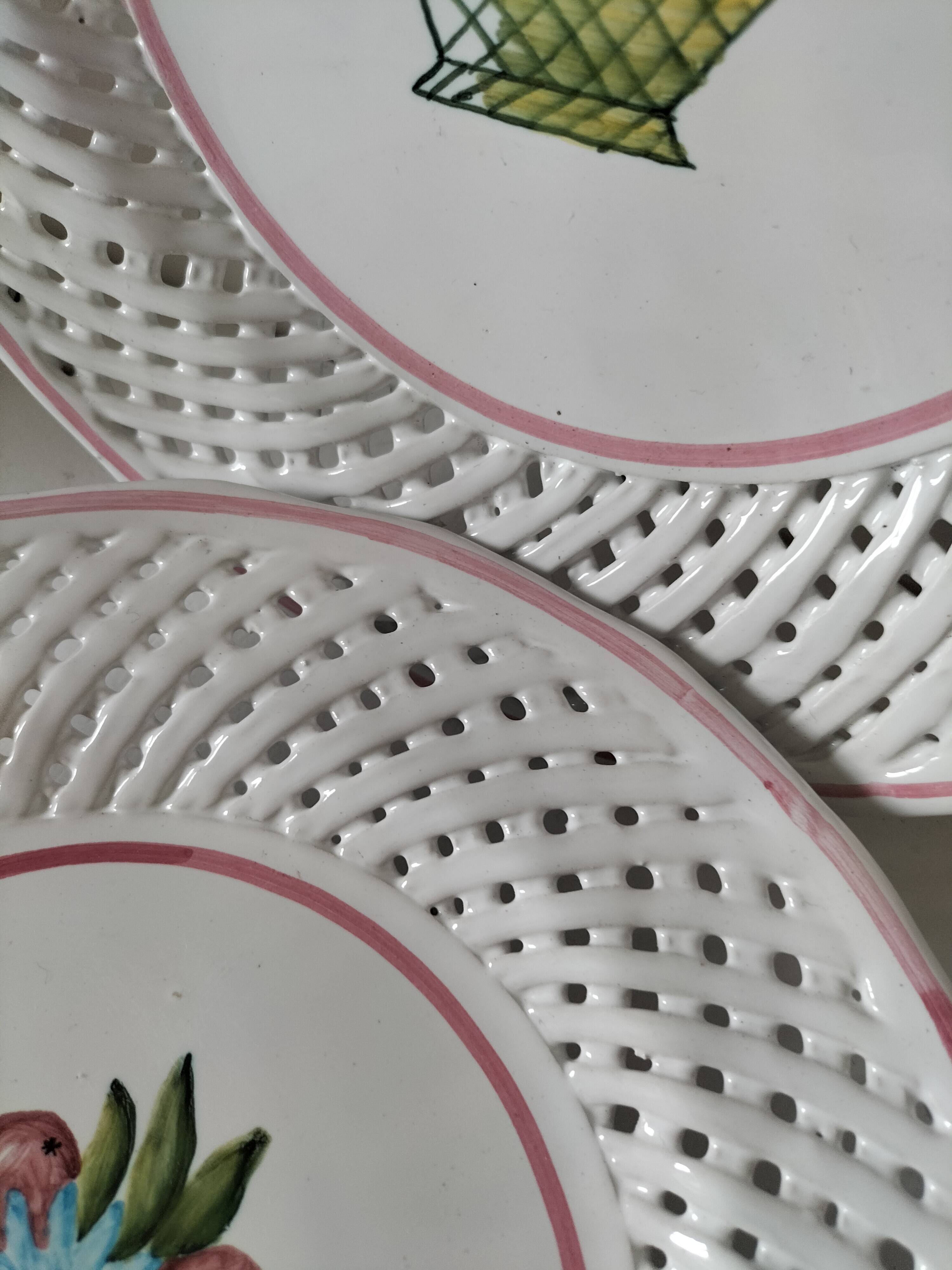 6 pierced dessert plates Portugal