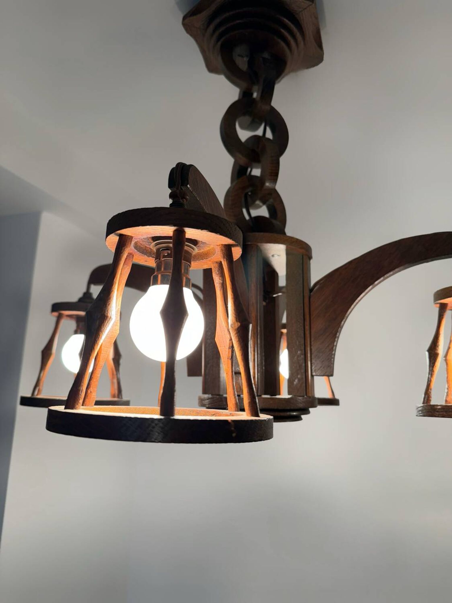 50s wooden chandelier