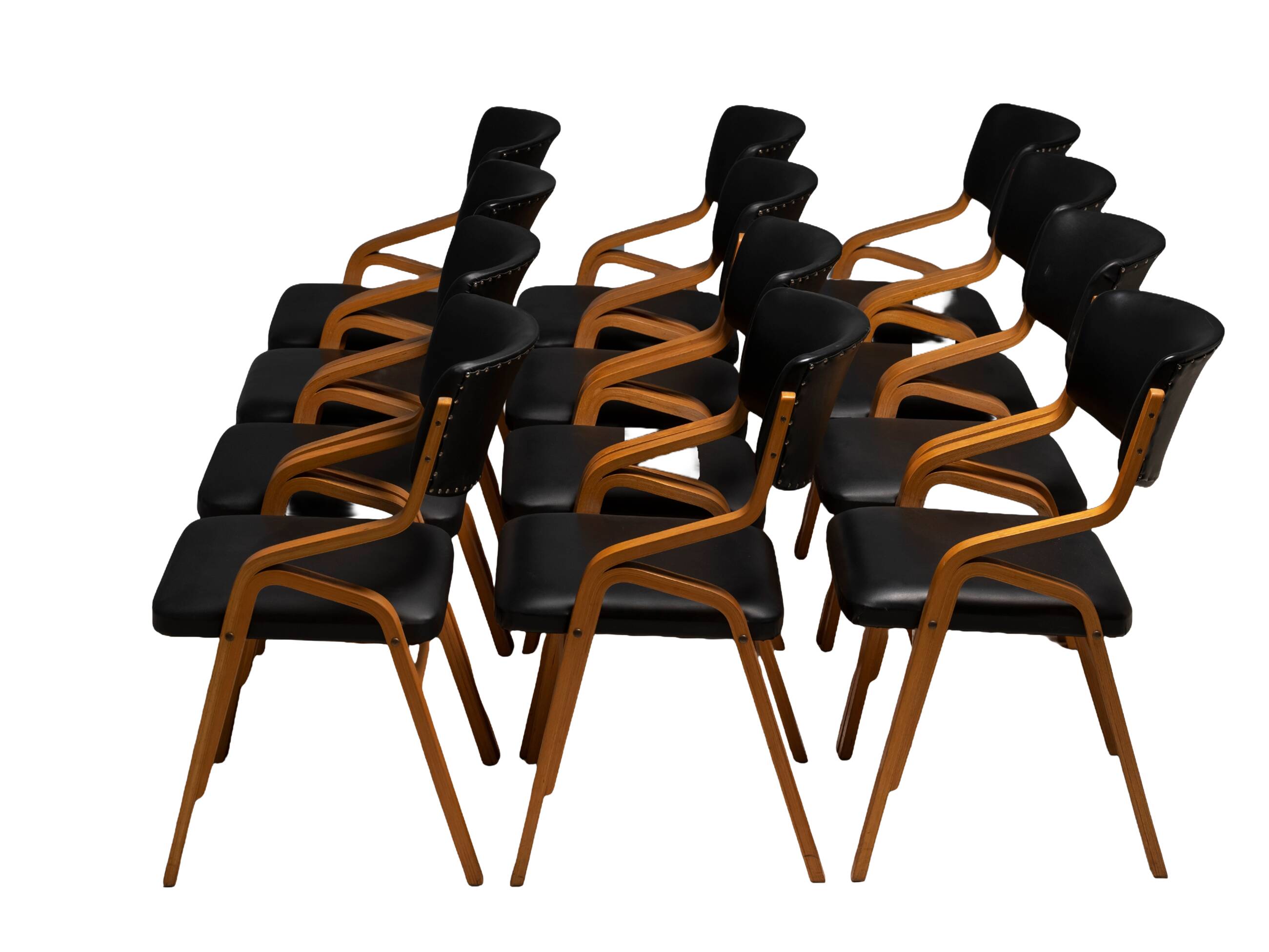 Set of 12 chairs, Ludvík Volák, 1960s–1970s, Czechoslovakia
