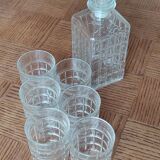 Glass decanter and 6 glasses