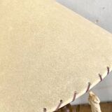 Turned wood lamp with paper shade