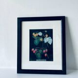 Framed lithograph raspberries